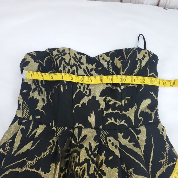 H&M Womens Gold Black Semi Sweetheart Neck Strapless Fully Lined Tube Dress Sz 8 - Picture 9 of 14
